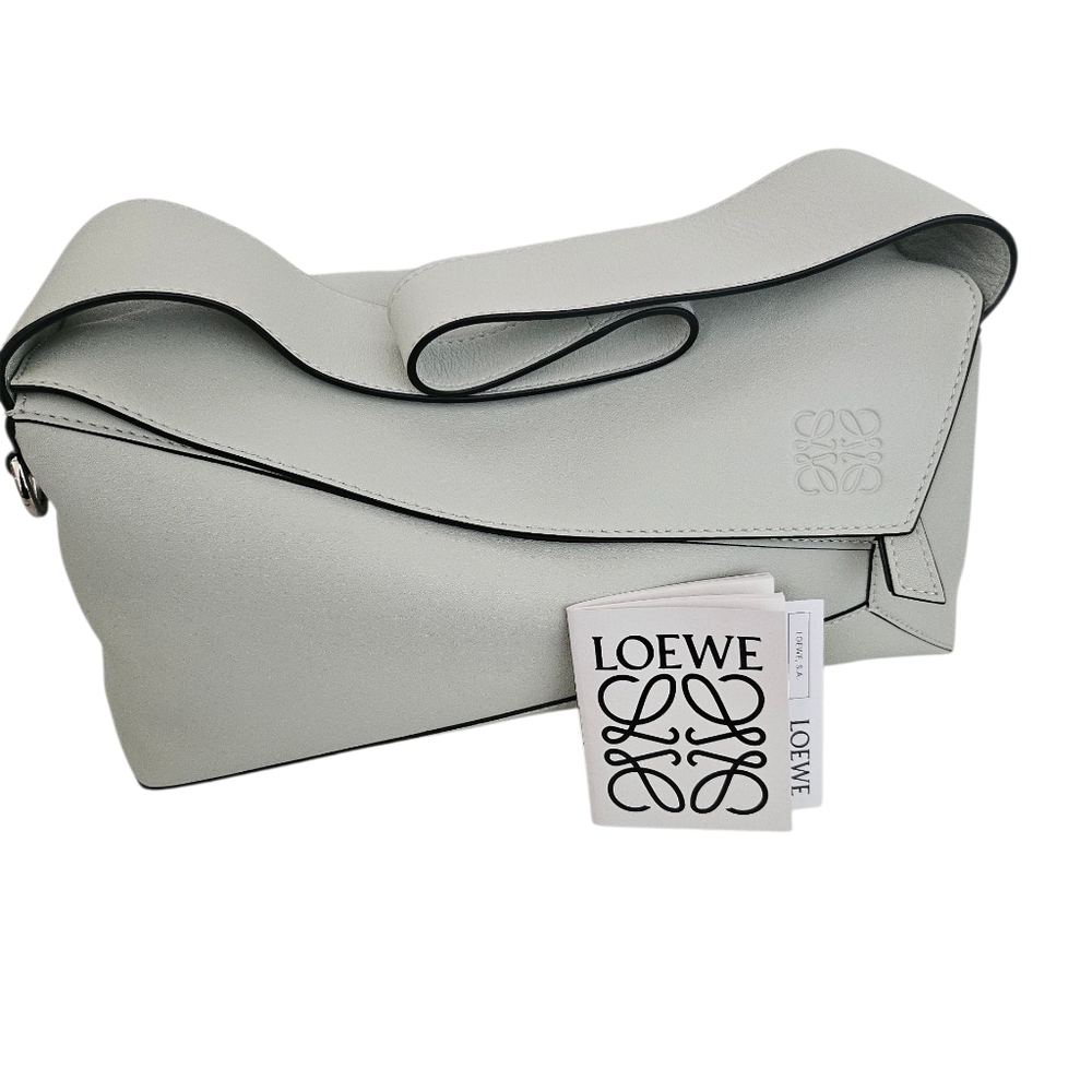 LOEWE Luxury Puzzle Hobo Light Green Shoulder Bag with Sleek Design 100% Calf Sk